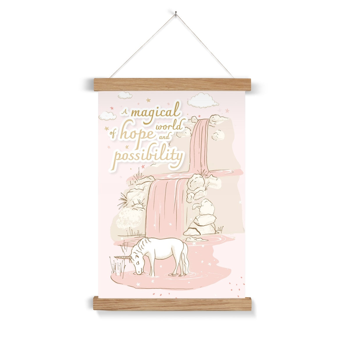 Wall Art with Hanger - Unicorn Waterfall Rose Meadow