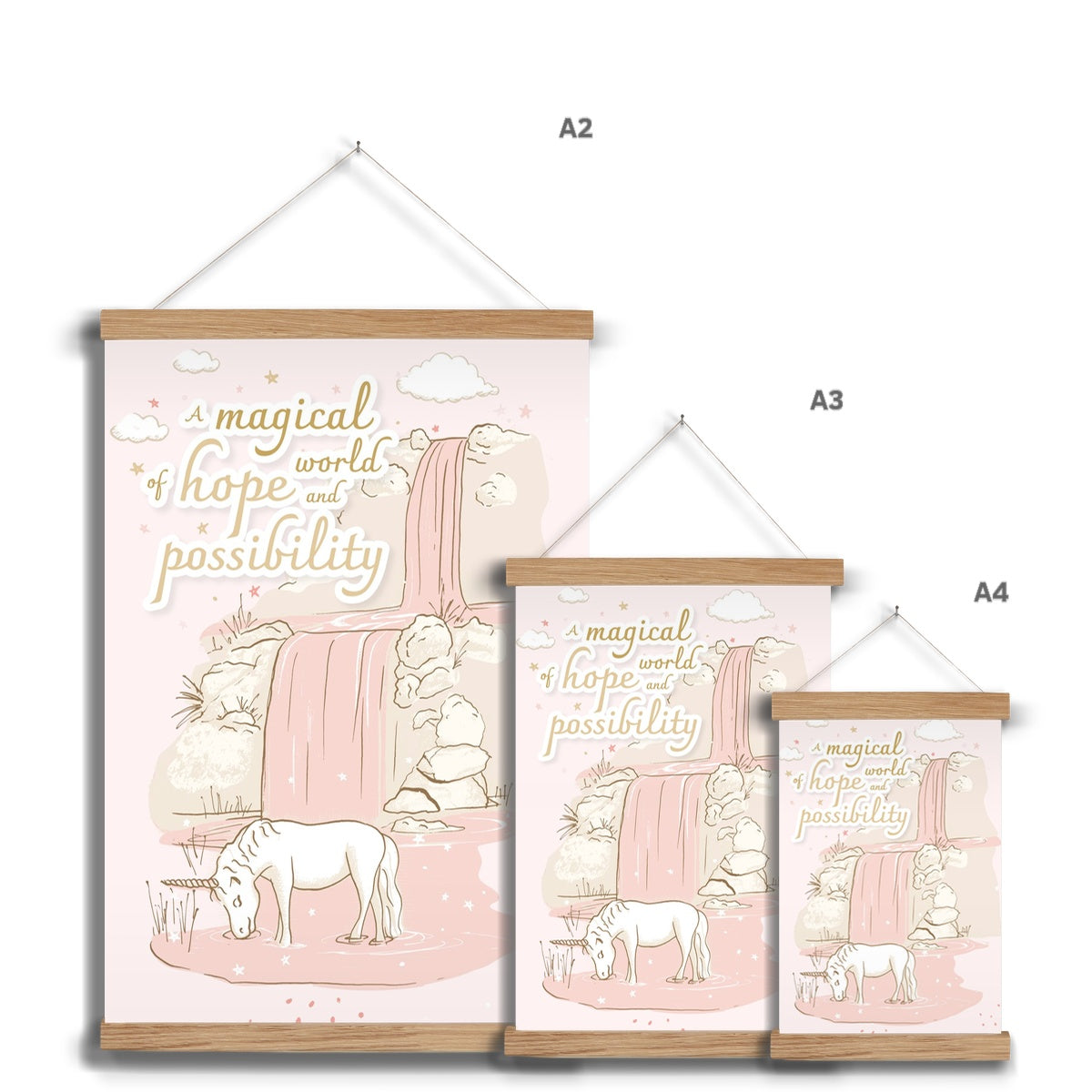 Wall Art with Hanger - Unicorn Waterfall Rose Meadow