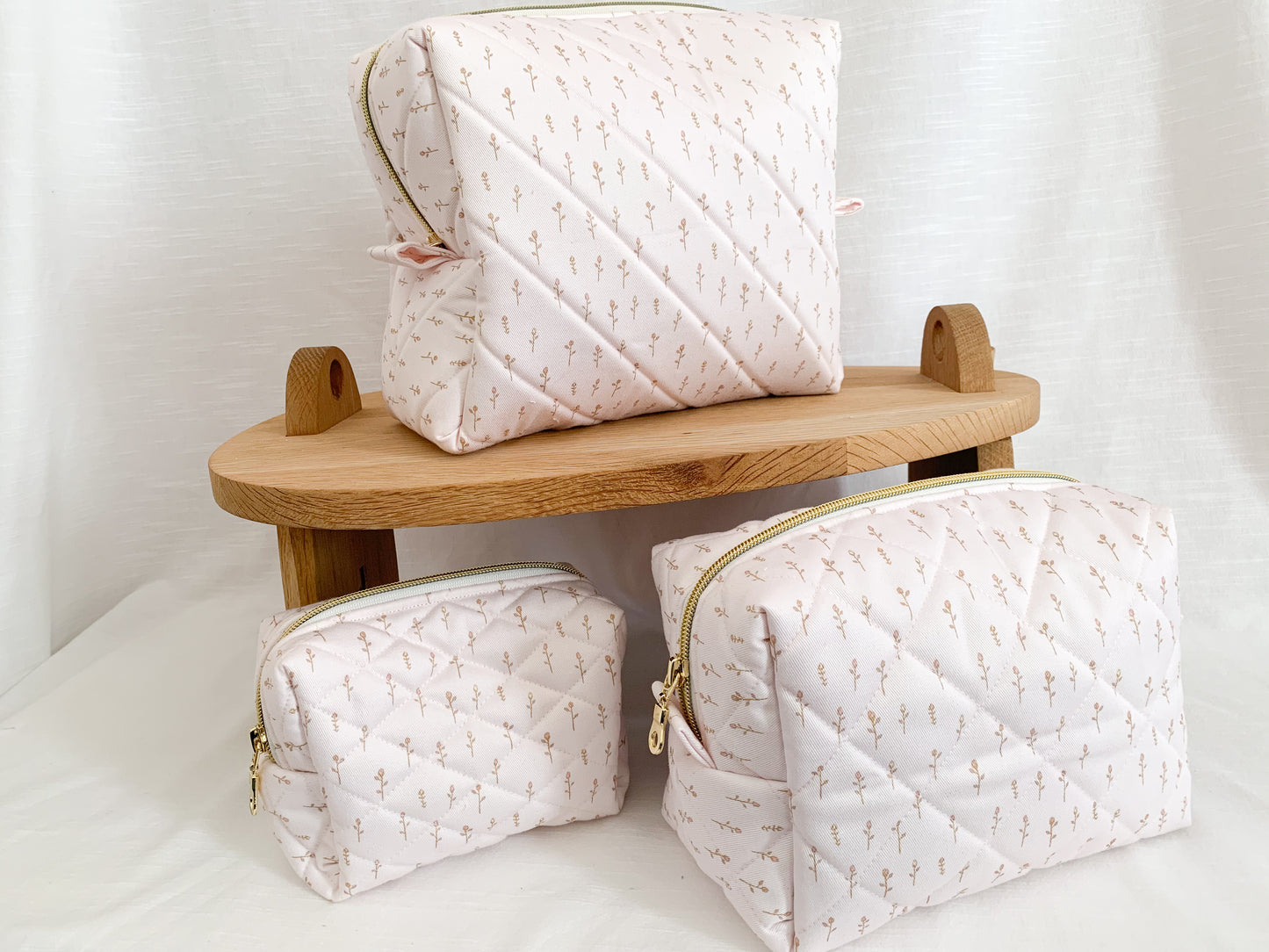 Large boxy bag - Pink Rosebuds - Diamond quilted