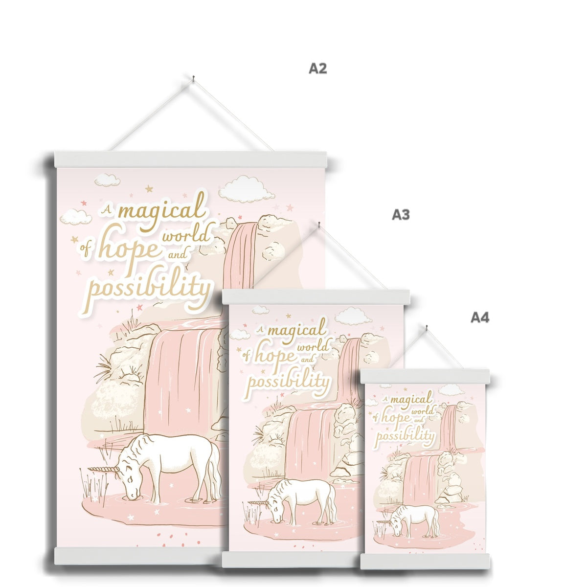 Wall Art with Hanger - Unicorn Waterfall Rose Meadow