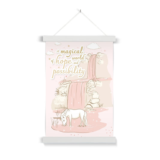 Wall Art with Hanger - Unicorn Waterfall Rose Meadow