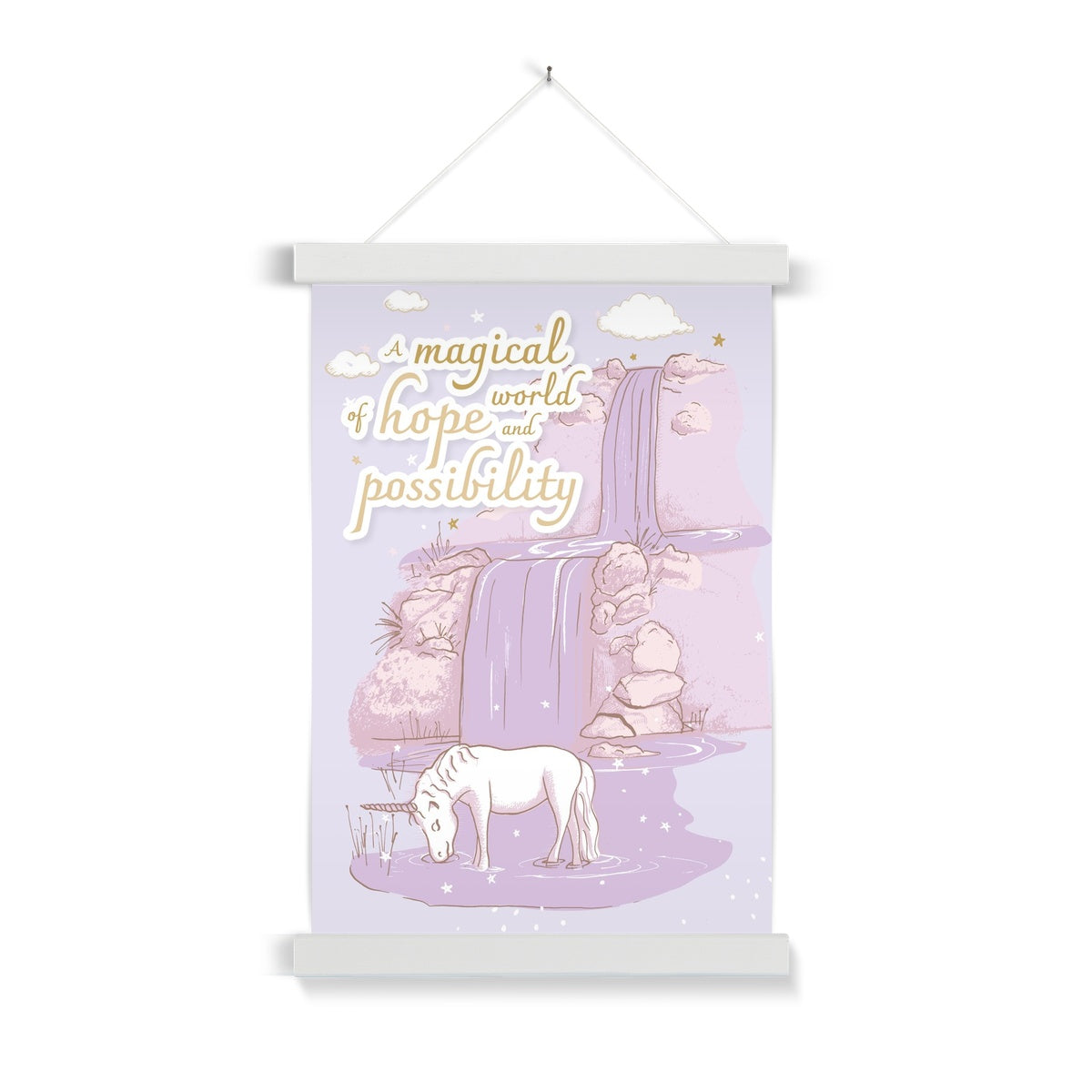 Wall Art with Hanger - Unicorn Waterfall Lilac Dreams