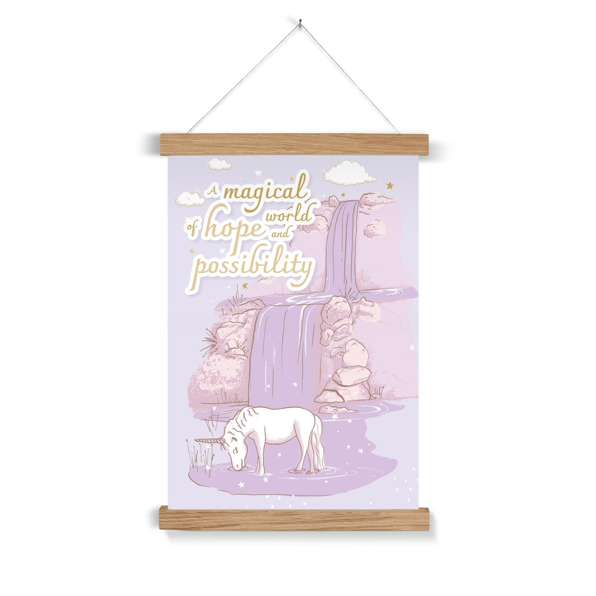 Wall Art with Hanger - Unicorn Waterfall Lilac Dreams