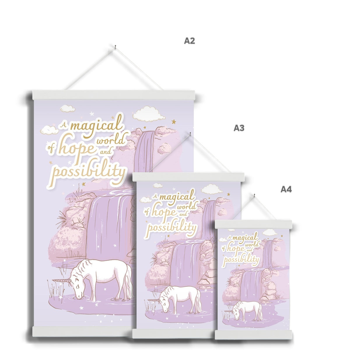 Wall Art with Hanger - Unicorn Waterfall Lilac Dreams