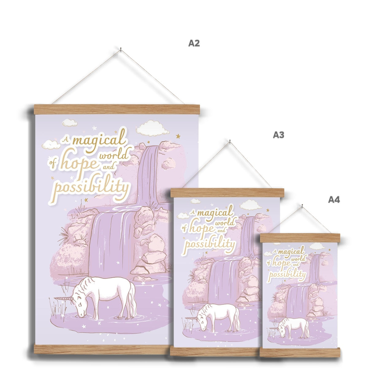 Wall Art with Hanger - Unicorn Waterfall Lilac Dreams