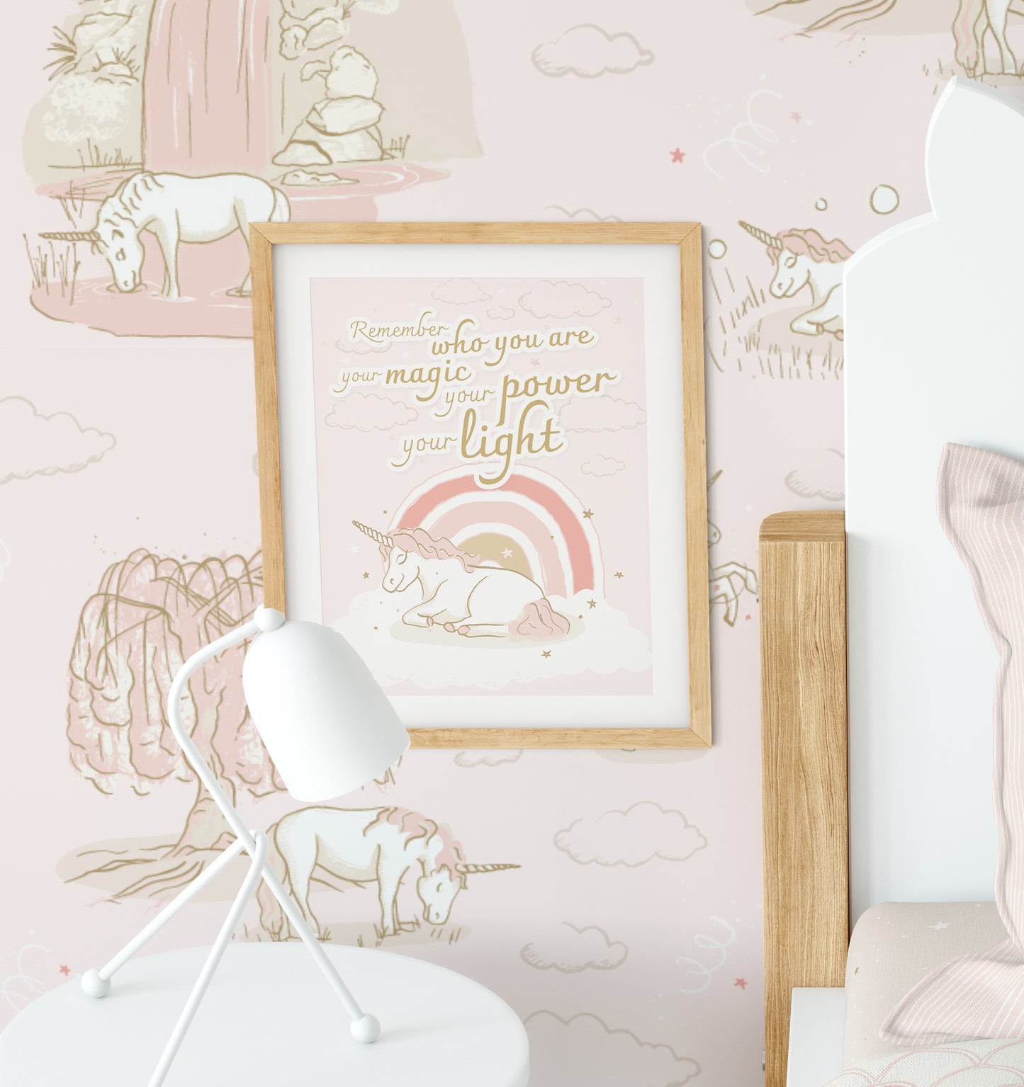 Wall Art - Unicorn Rainbow Rose Meadow