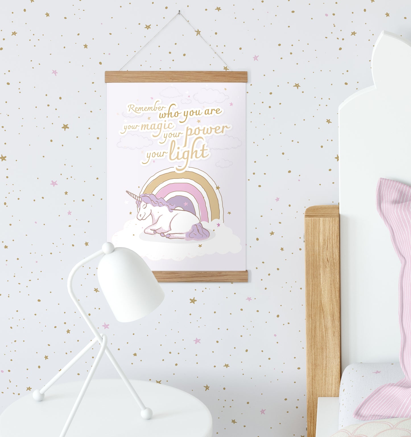 Wall Art with Hanger - Unicorn Rainbow Lilac Dreams